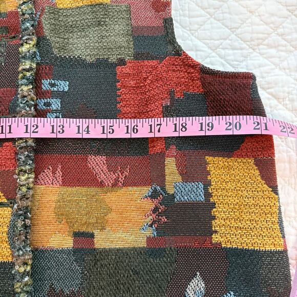 COLDWATER CREEK Vest Patchwork Sz L Eclectic Western Equestrian Folk Artsy Ranch - Picture 7 of 7